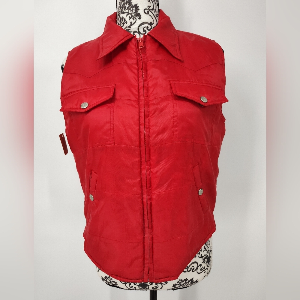 Five Star By Roper Red Women's Zippered Puffer Vest Size Small